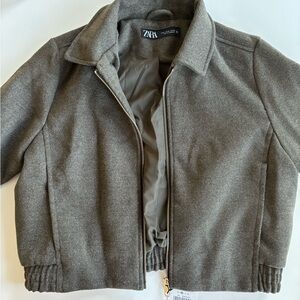 Zara army green bomber jacket